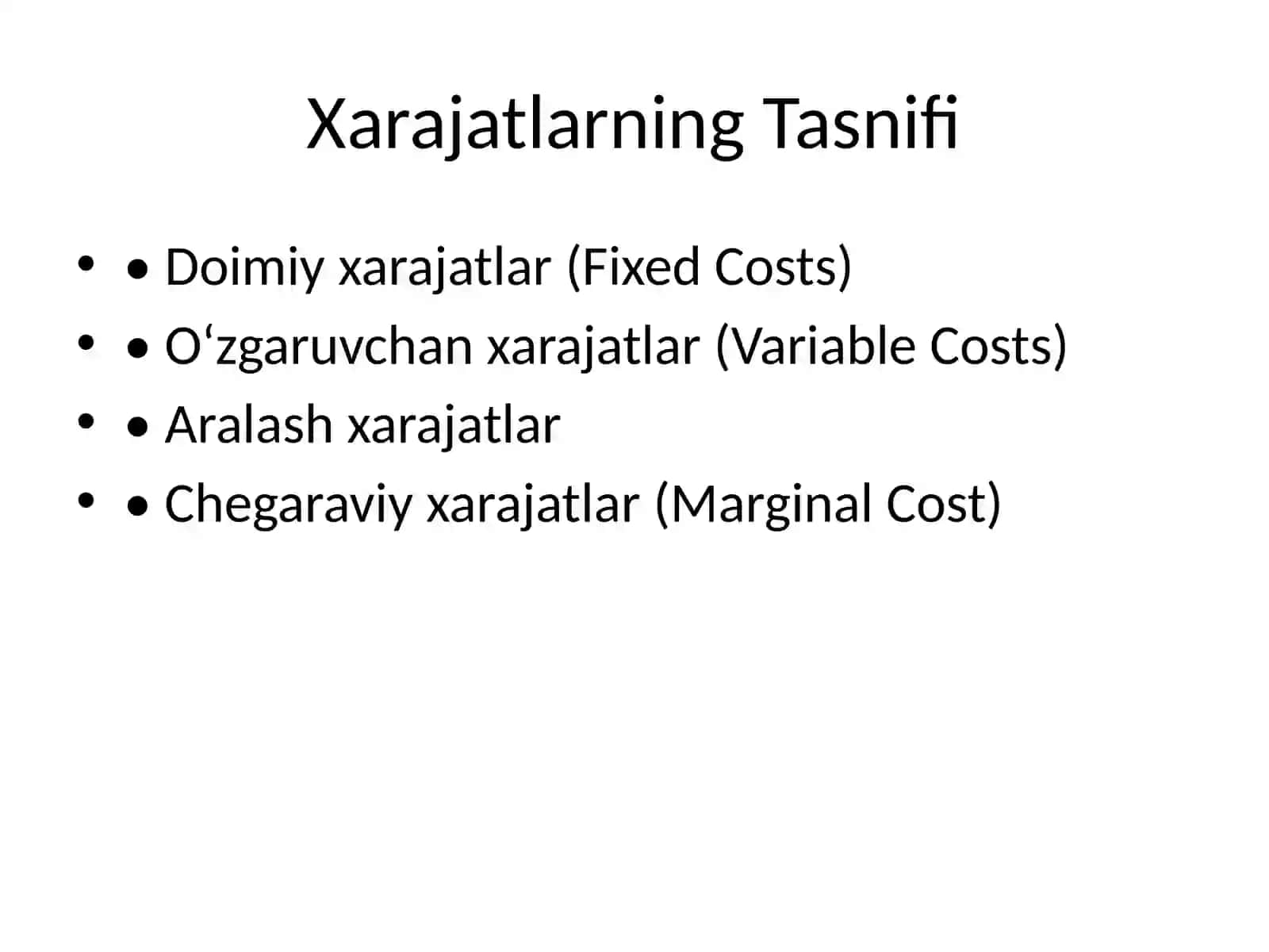 Korxona Xarajatlari va Foydasi 3