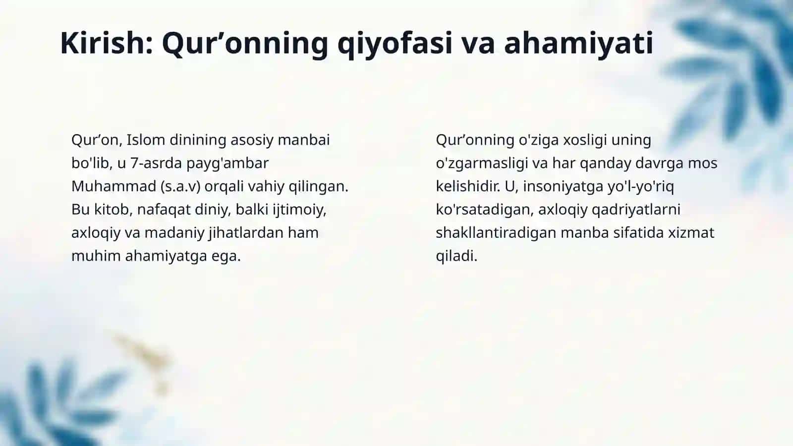 Qurʼon Islom dinining muqaddas kitobi sifatida 3