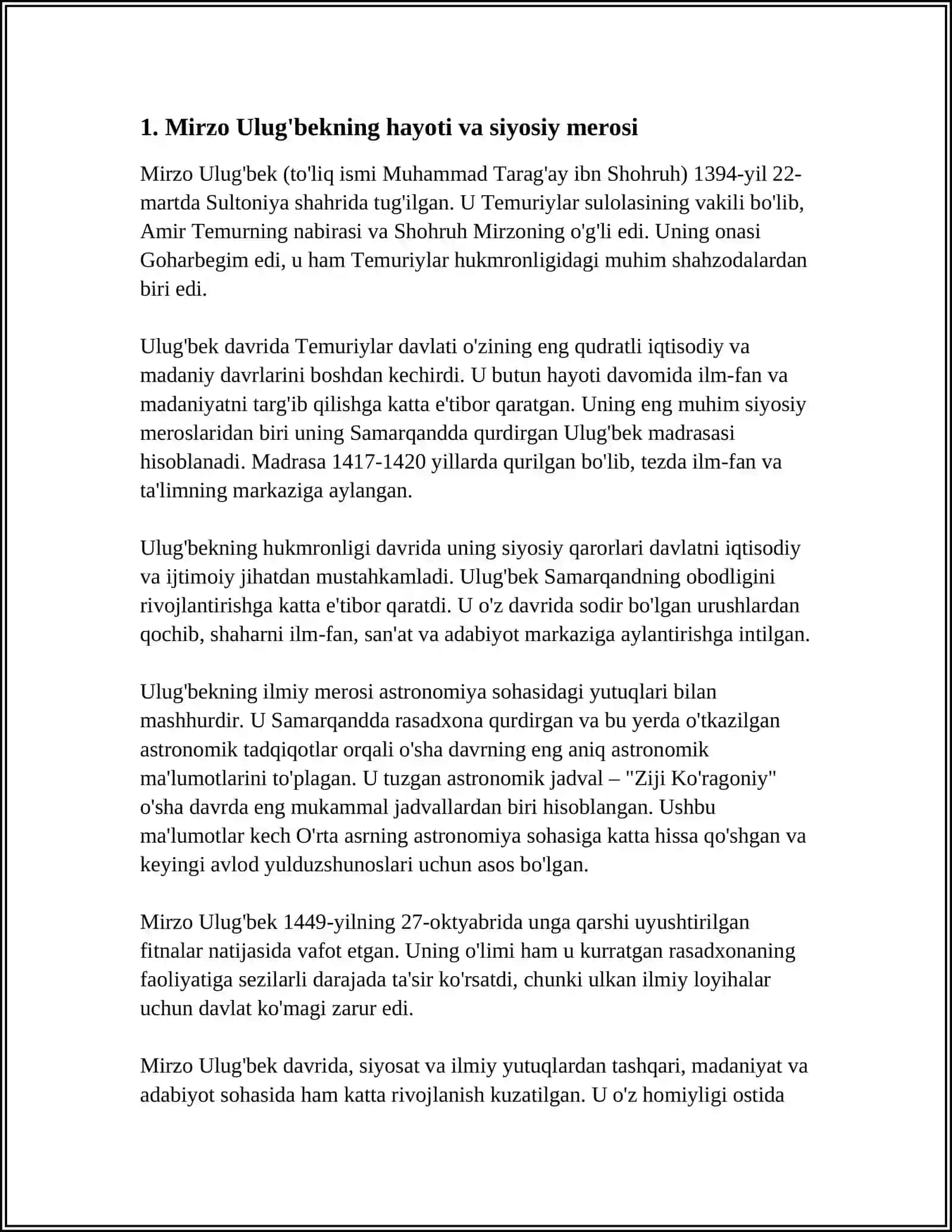 MIRZO ULOG'BEK -DAVLAT ARBOBI VA BUYUK OLIM 3