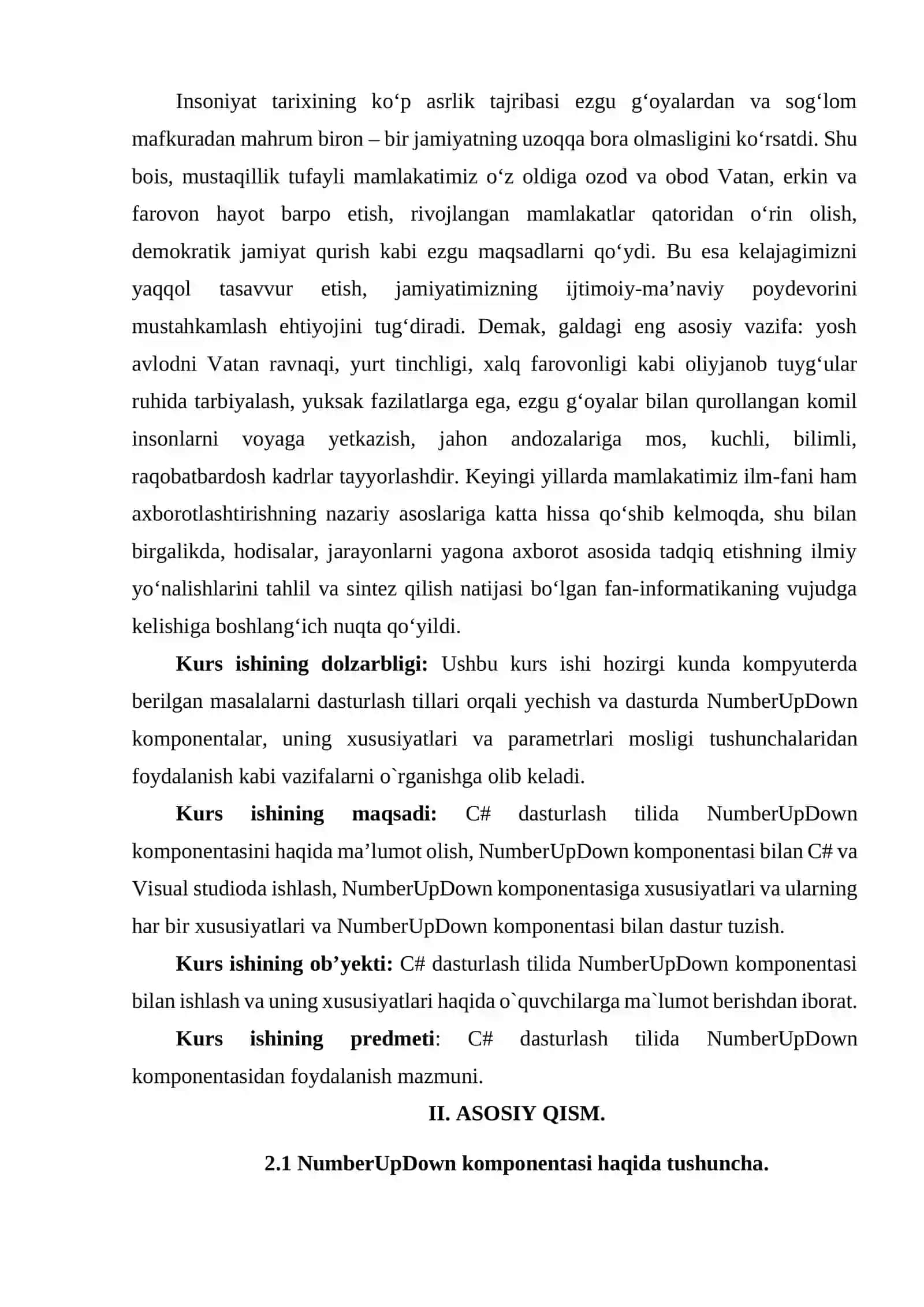 Dasturlash asoslari - C# dasturlash tilida NumericUpDown komponentasi yordamida dasturlar yaratish 3