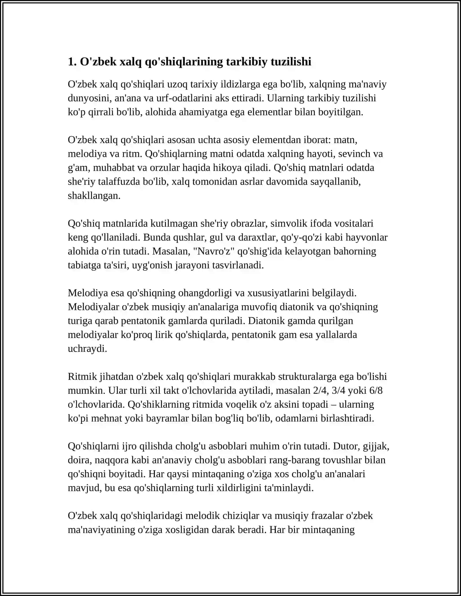 PARALLELIZM – O‘ZBEK XALQ QO‘SHIQLARINING TARKIBIY QISMI SIFATIDA EPIK JANRLARDA ADABIY-BADIIY QOLIPLAR VA AN’ANAVIY TASVIR VOSITALARI 3