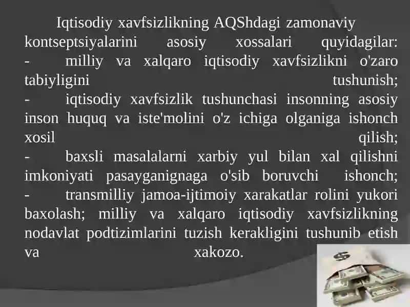 XORIJIY MAMLAKATLARDA IQTISODIY XAVFSIZLIKNINGTA'MINLANIShMODELLARI 3