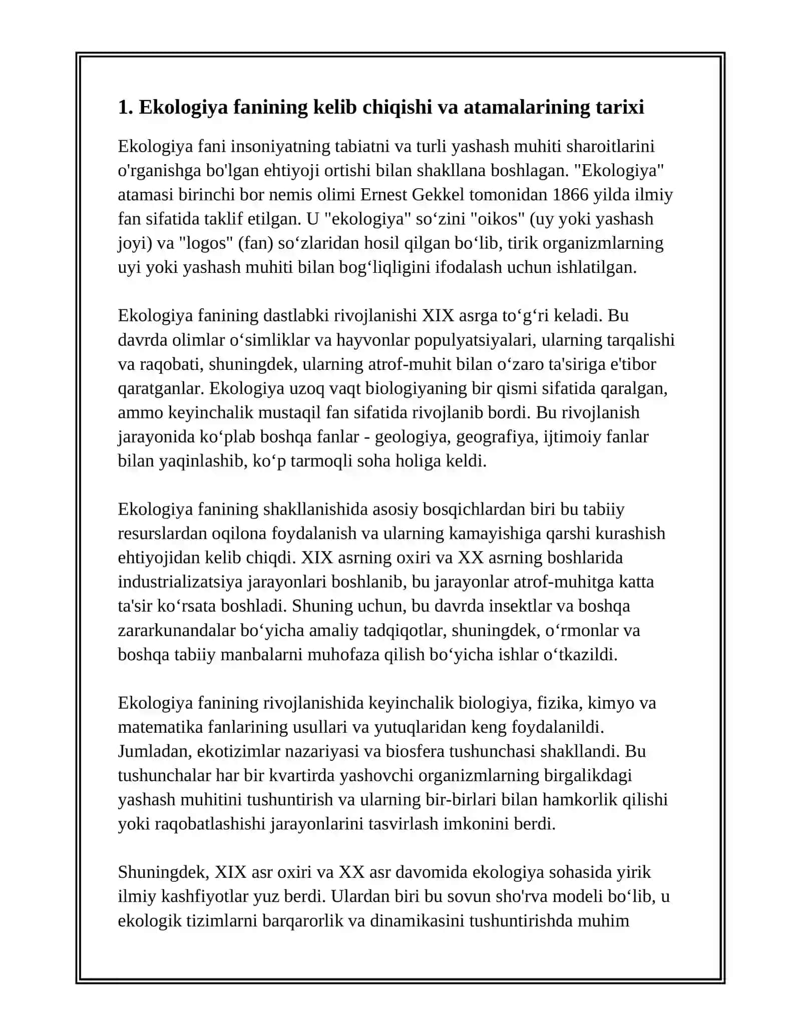 EKOLOGIYA FANINING SHAKLLANISH TARIXI VA RIVOJLANISH BOSQICHLARI 3
