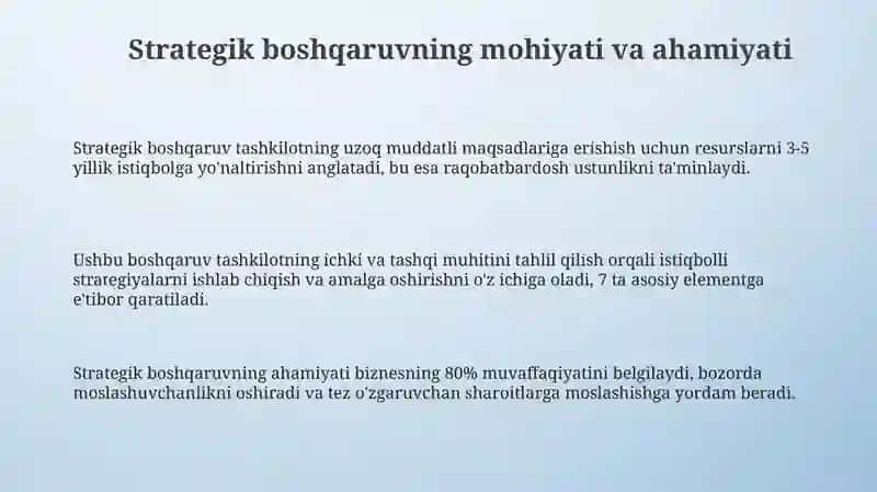 Strategik boshqaruv va rejalashtirish 3