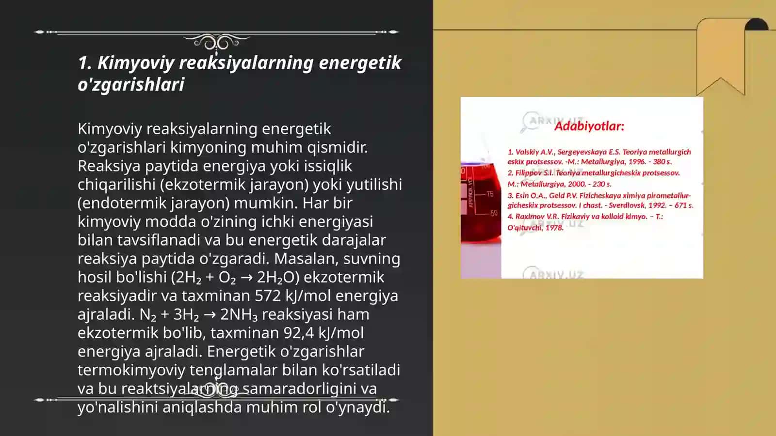 Kimyovviy Reaksiyalarning energitikasi va yo'nalishi 3