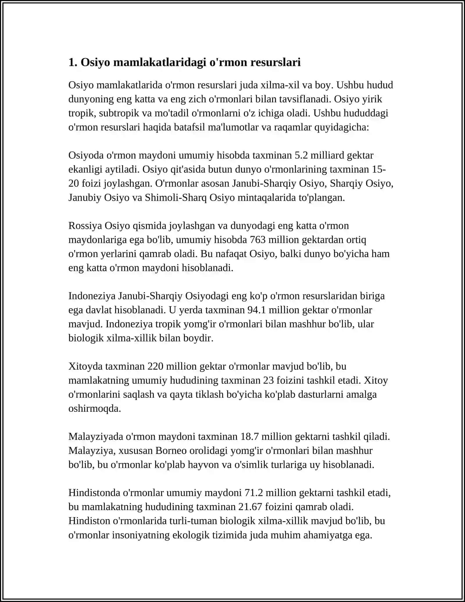 OSIYO MAMLAKATLARI O'RMONLARI 3