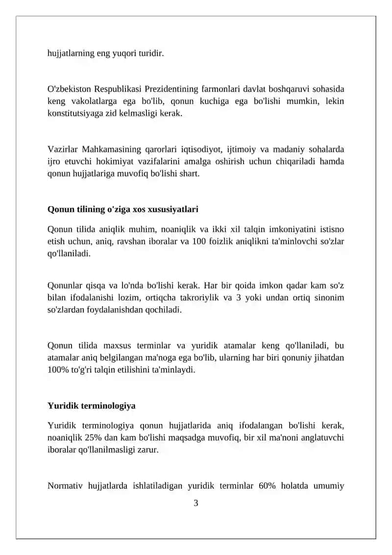 Normativ-huquqiy hujjatning tili va uslubi 3