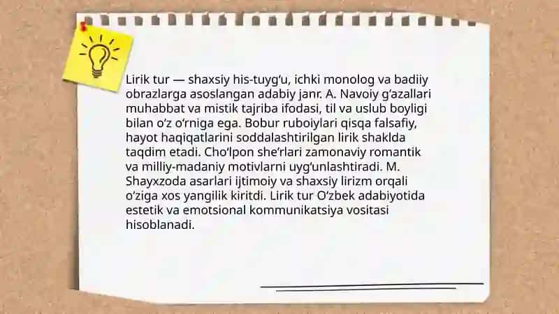 Lirik tur va uning janr xususiyatlari 3