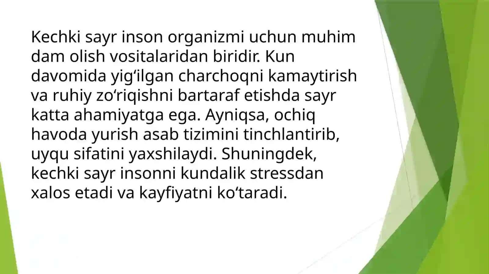 Kechki sayrni rejalashtirish va uning sog‘lom turmush tarzidagi o‘rni 3