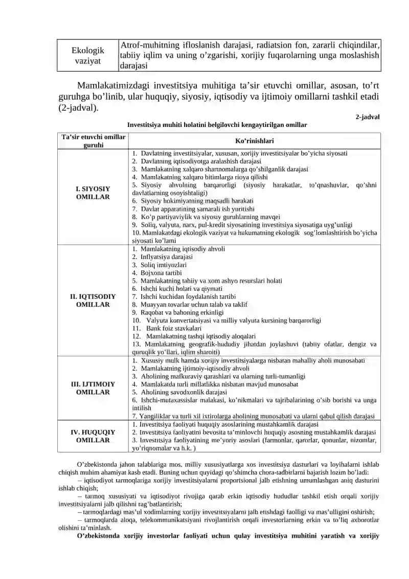 Investitsiya faoliyati uning obyekti va subyektlari 3
