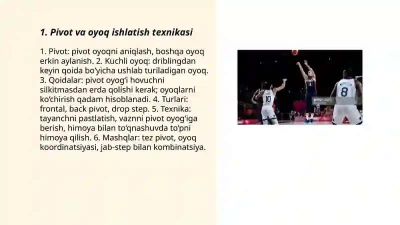 Basketbol oʻyinda harakatlanish texnikasi 3