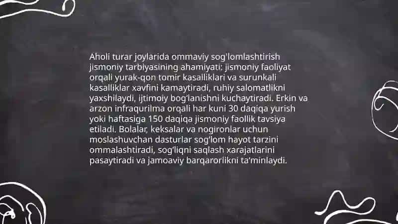 Aholi turar joylarida ommaviy soğlomlashtirish jismoniy tarbiyasi 3