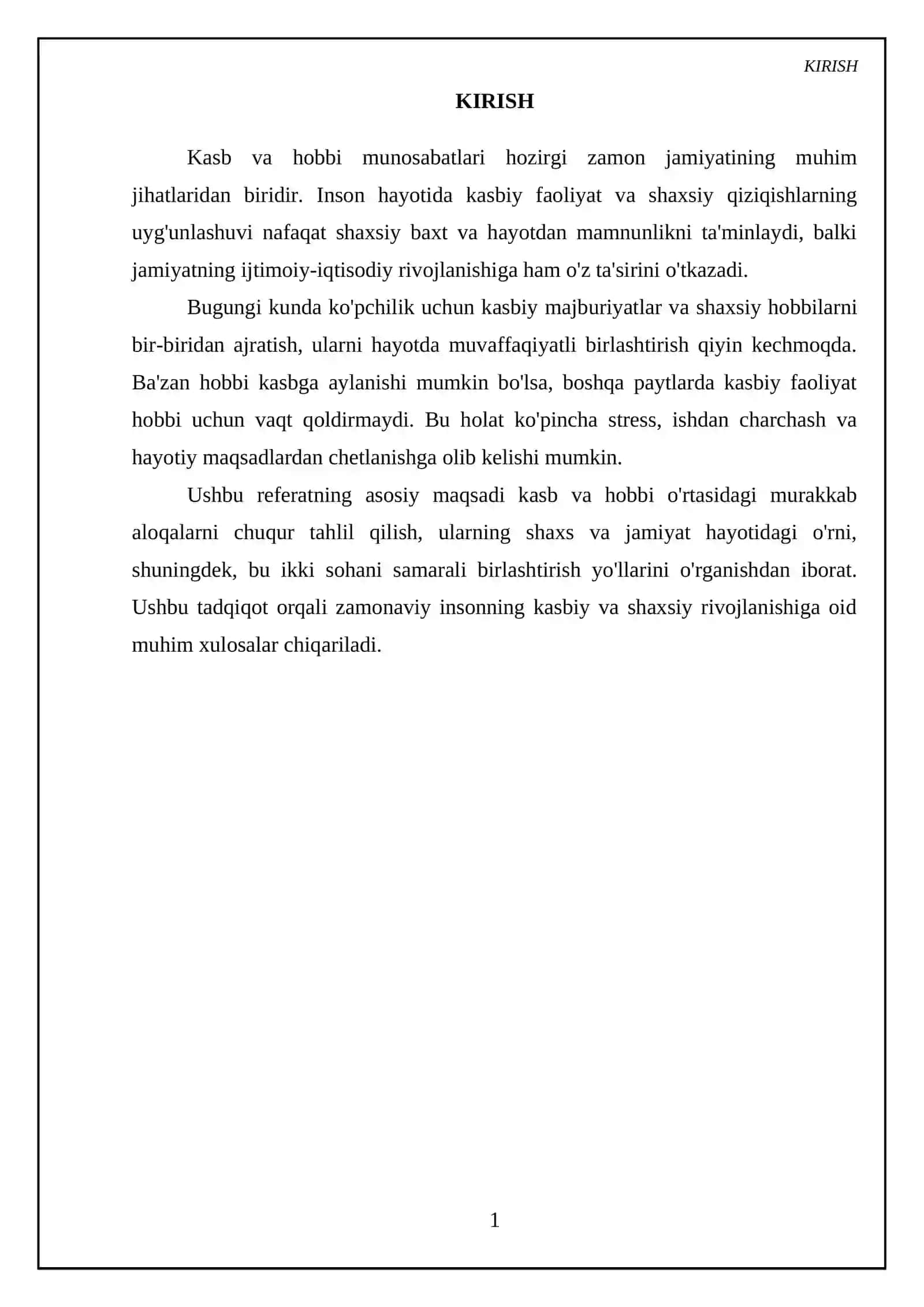 Kasb ca hobbi haqida referat 3