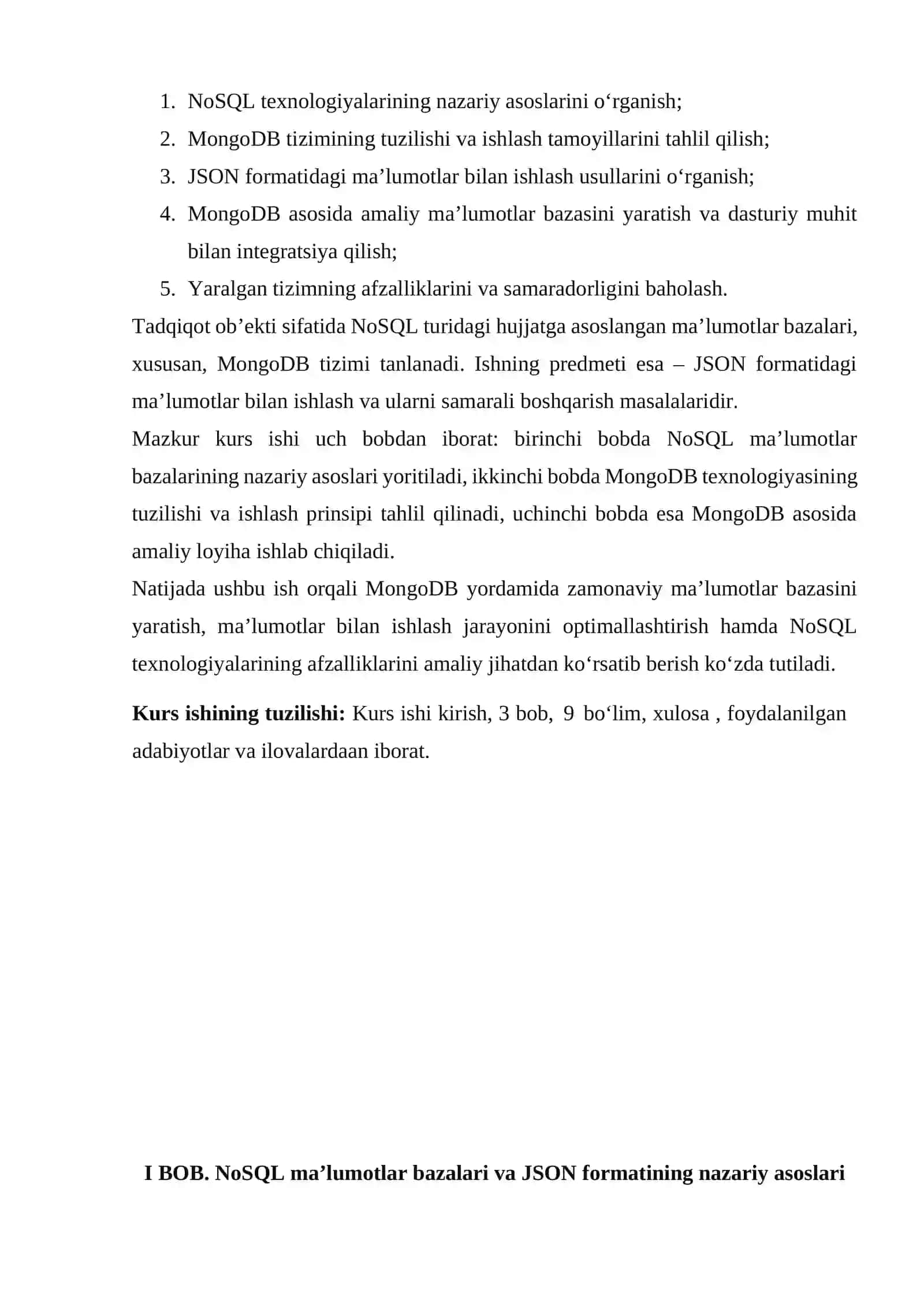 BOB. NoSQL ma’lumotlar bazalari va JSON formatining nazariy asoslari 3