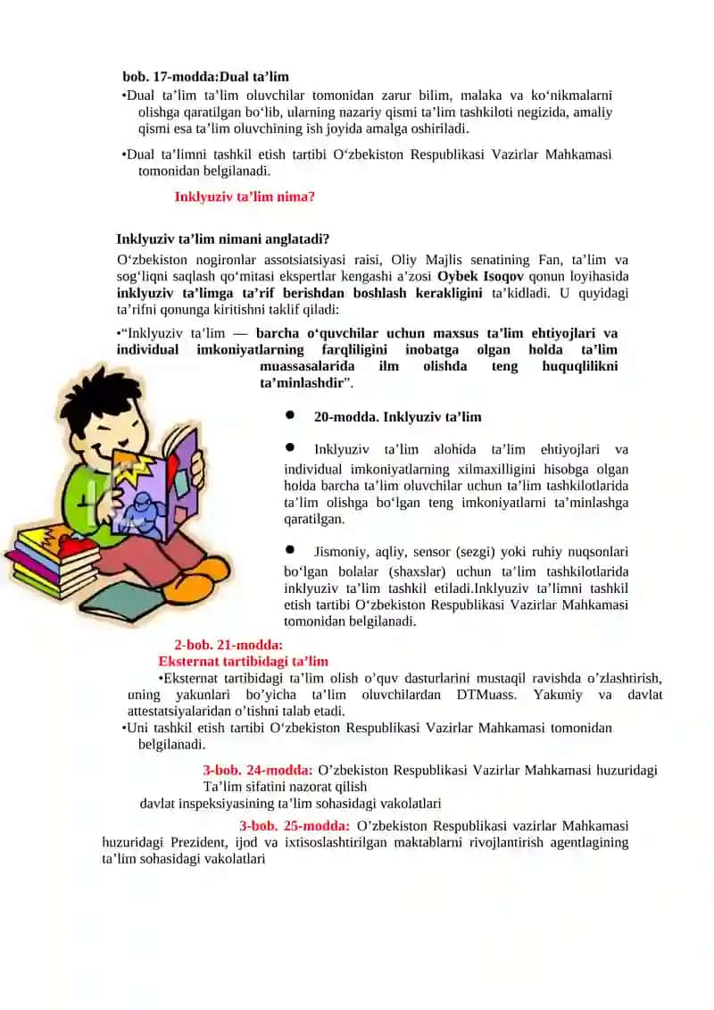 O’zbekistan Respublikasining “Ta’lim to’g’risidagi qonuni” va uning mohiyati. 3