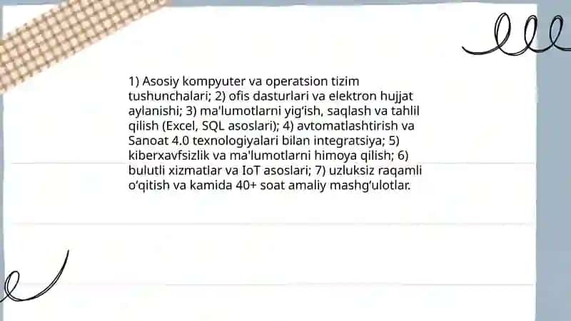 Zamonaviy texnologiyalarni ishchi kuchiga va ishlab chiqarishga boʻlgan talablari 3