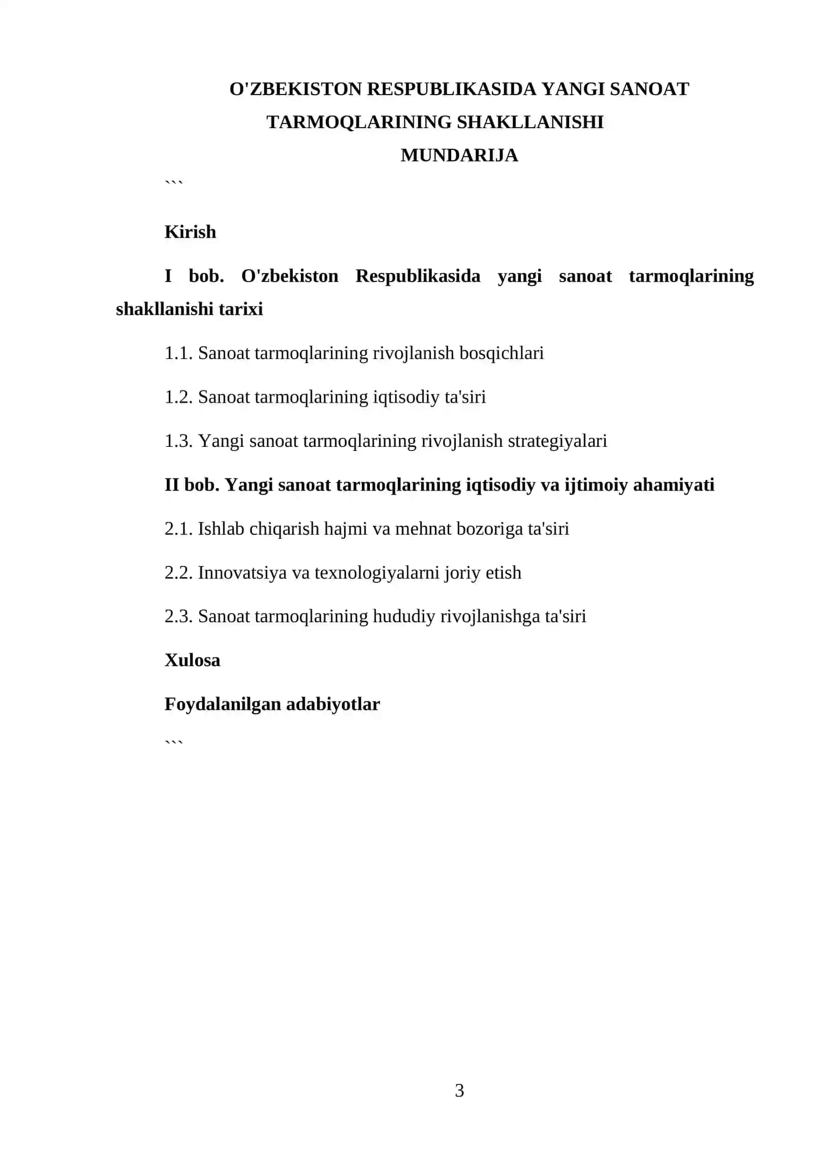O'ZBEKISTON TARIXI FANIDAN TAYYORLAGAN KURS ISHI 3