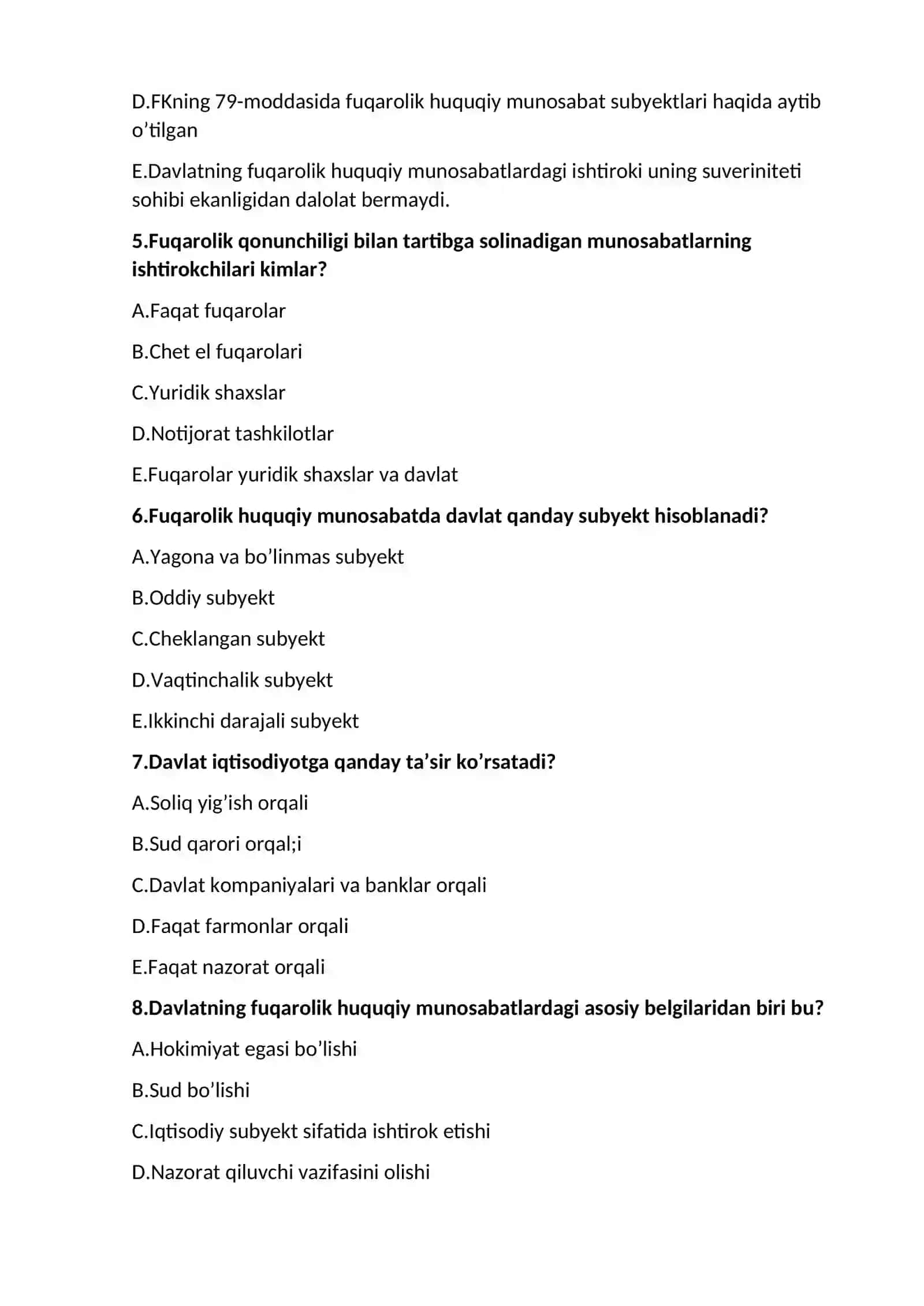Davlat fuqarolik huquqiy munosabatlarining subyekti sifatida 3
