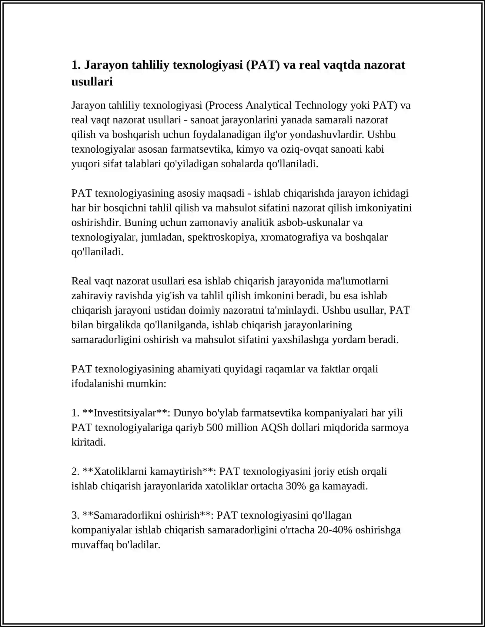 FARMATSEVTIK ISHLAB CHIQARISHDA TEHNALOGIK JARAYONLARNI NAZORAT QILISH USULLARI 3