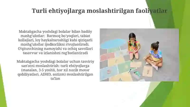 Uyushtirish va tasviriy faoliyat mashg'ulotlari 3