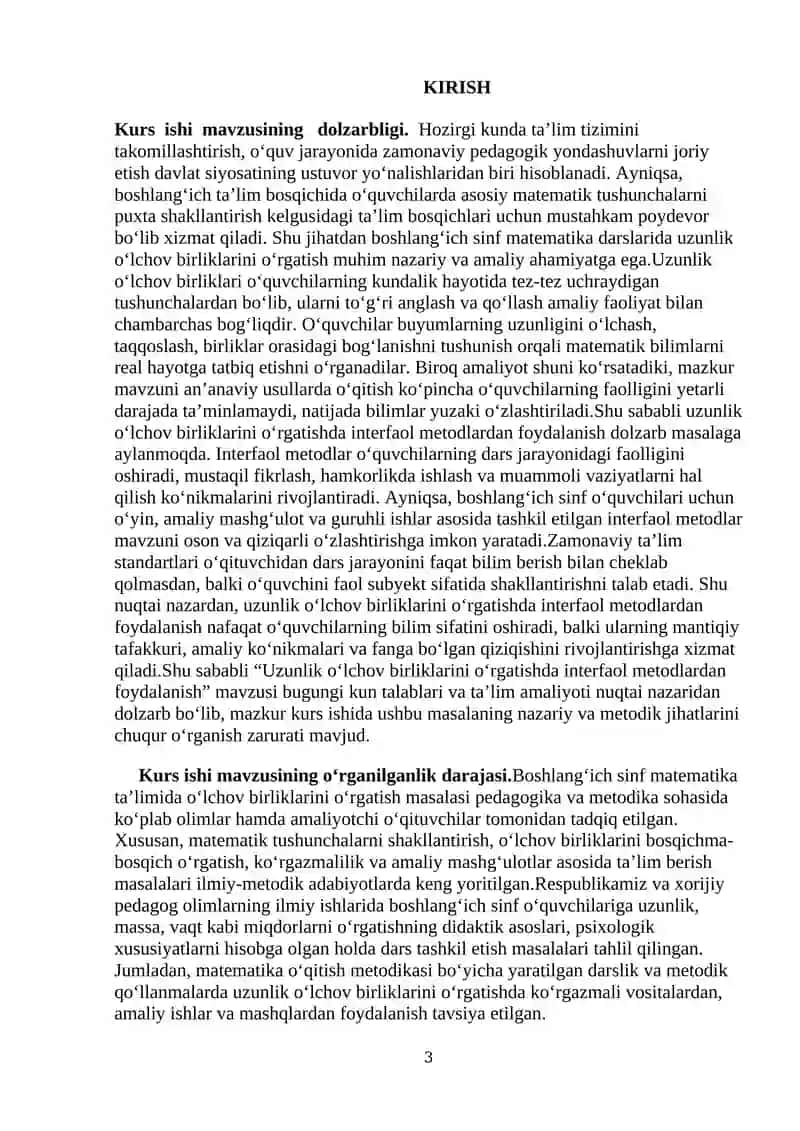 Uzunlik o‘lchov birliklarini o‘rgatishda interfaol metodlardan foydalanish 3