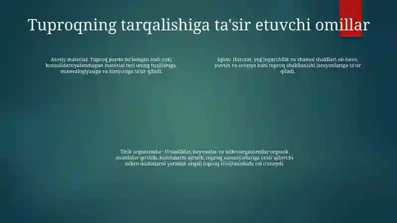 Tuproqlar Geografik Tarqalishining Asosiy Qonuniyatlari 3