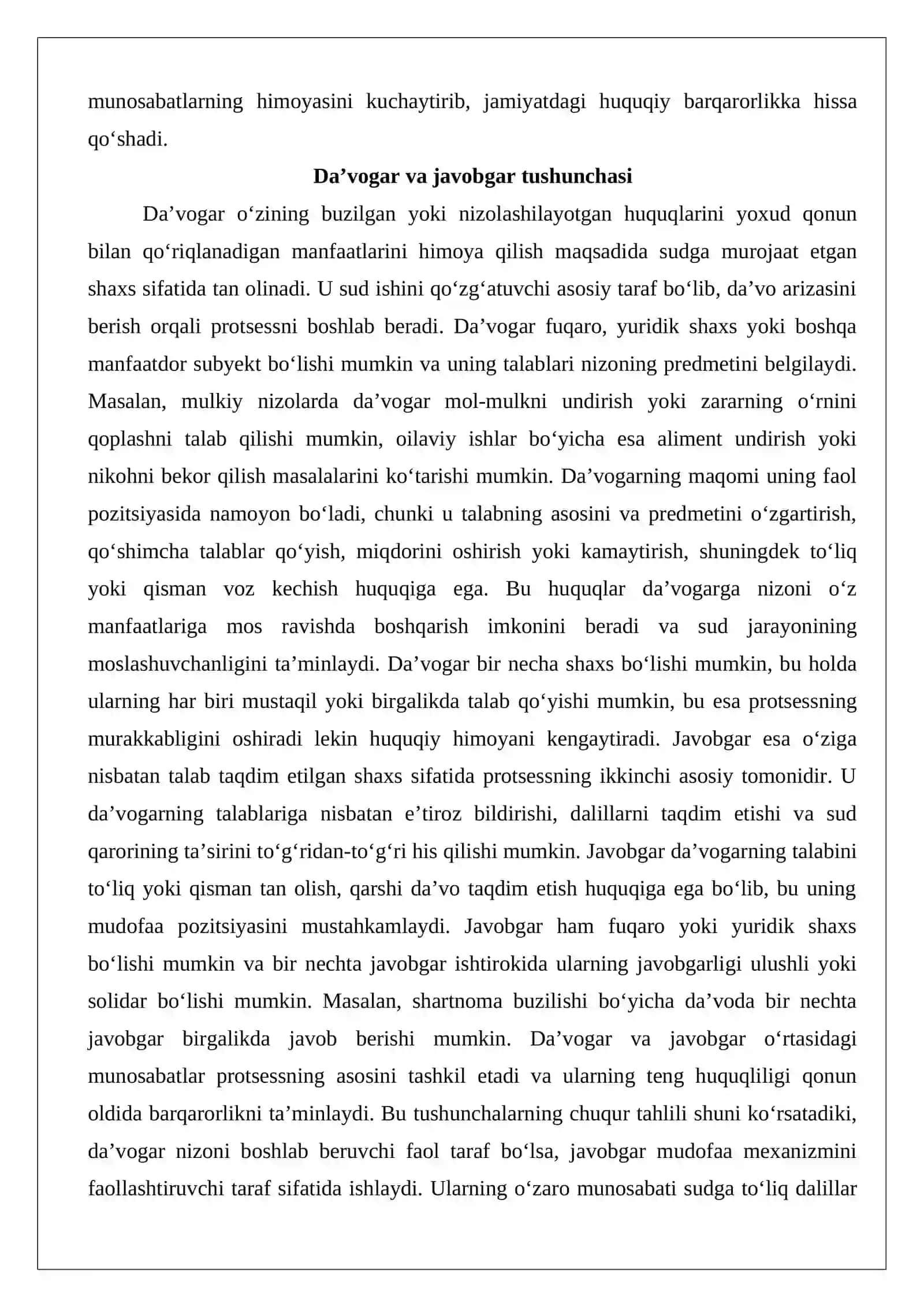 Fuqarolik protsessida taraflar va ularning huquq va majburiyatlari 3
