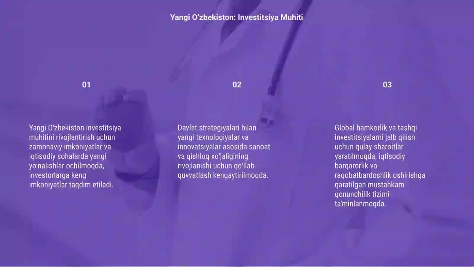 Yangi Oʻzbekistonning yangi investitsiya yoʻnalishlari 3