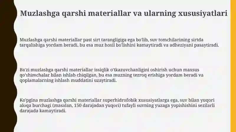 Yonginga qarshi Vateriallar va ularning xususiyatlarme 3