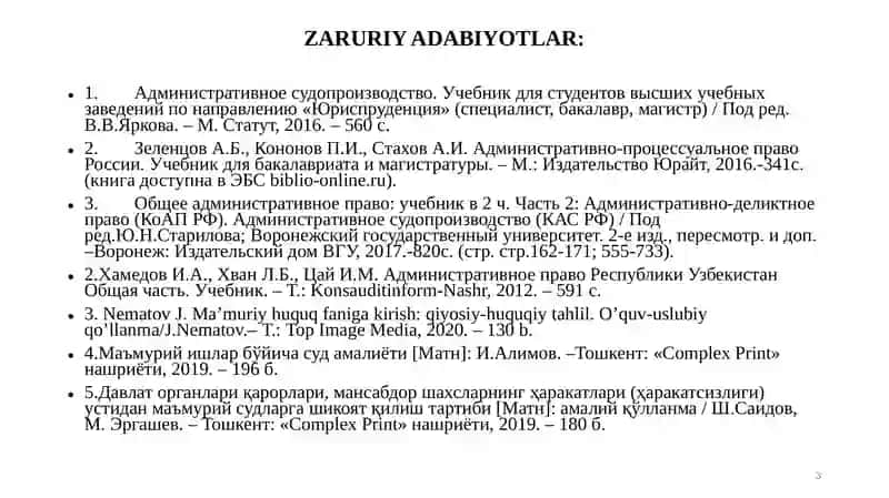 MA’MURIY ISHLARNING SUDGA TAALLUQLILIGI VA SUDLOVGA TEGISHLILIGI 3