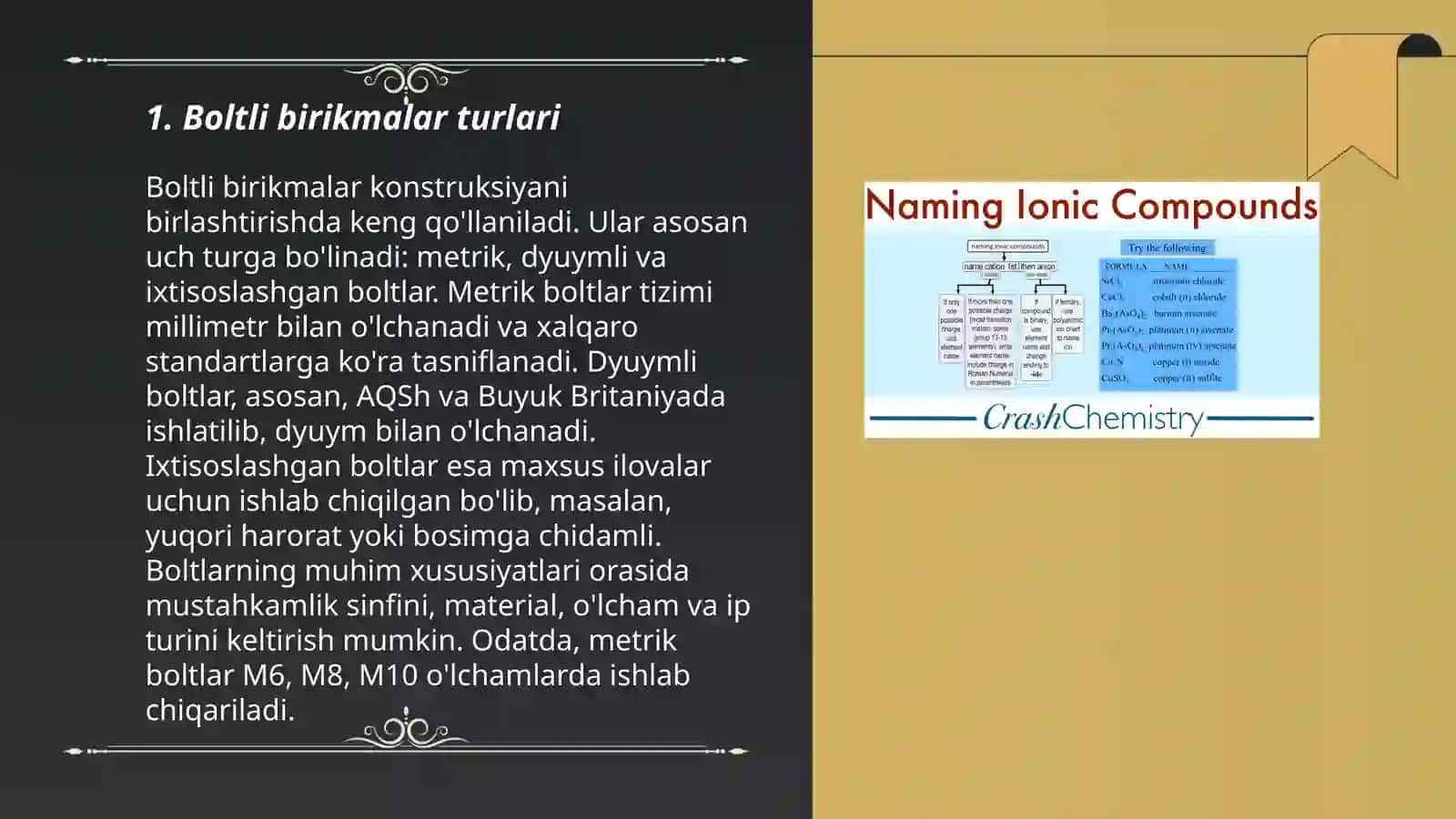 Boltli birikmalar va jadvalli parametrlari 3