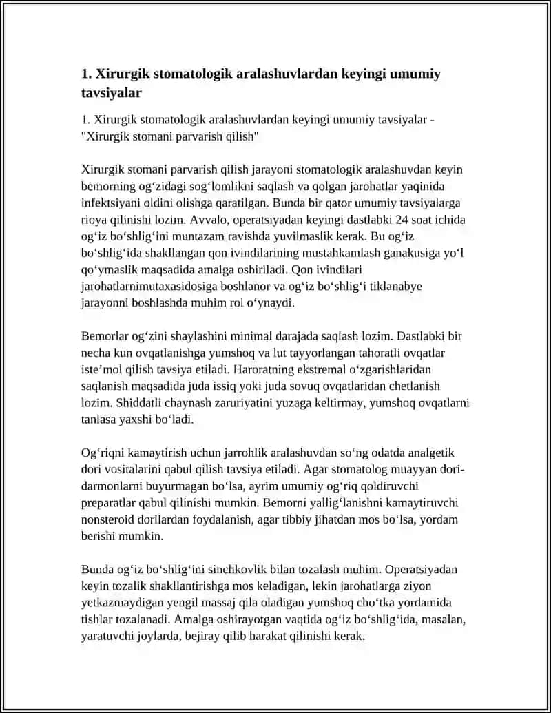 XIRURGIK STOMANI PARVARISH QILISH 3