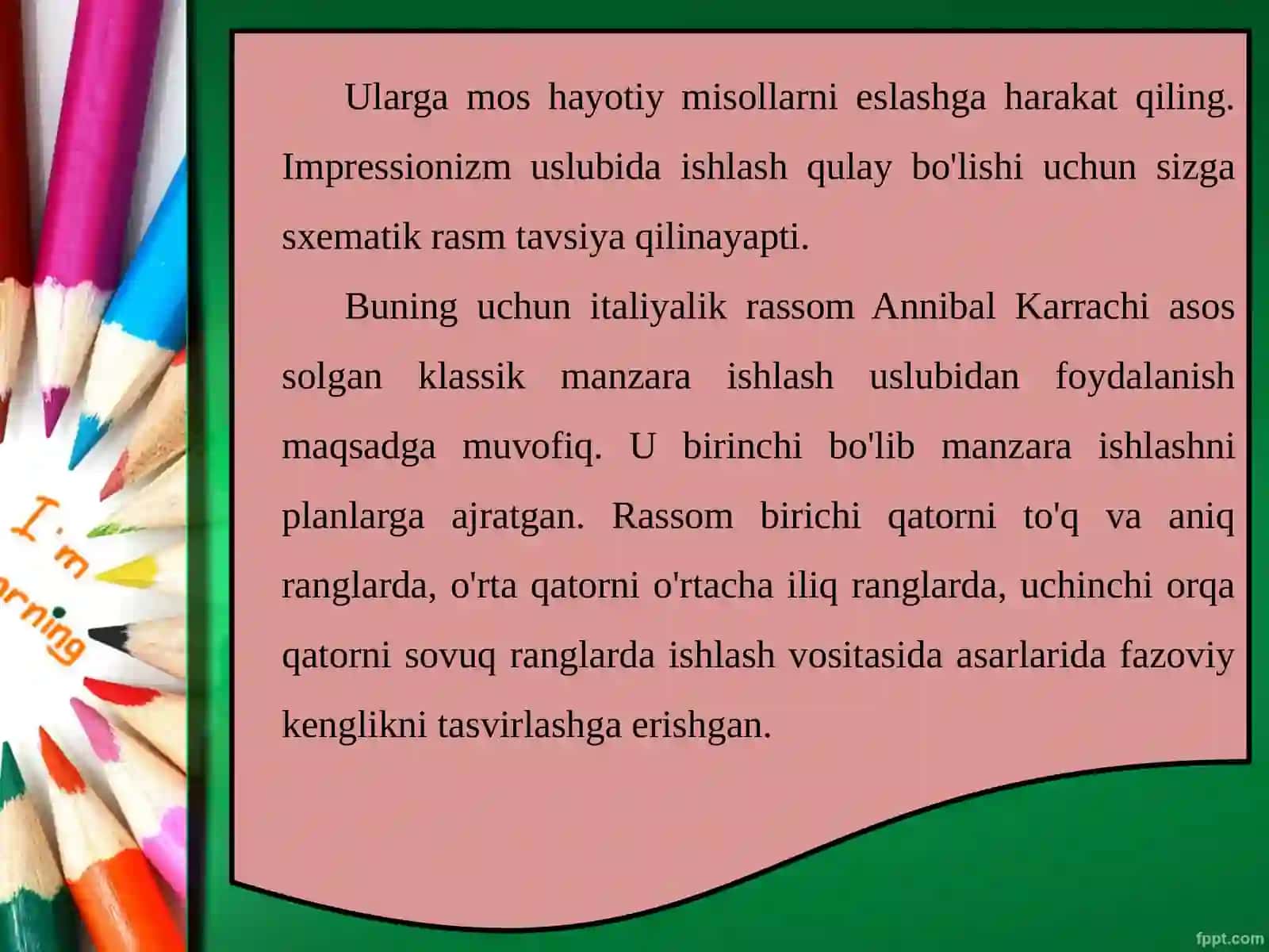 7-sinf Tasviriy san'at dars ishlanma. Impressionizm uslubida manzara ishlash. Puantilizm 3