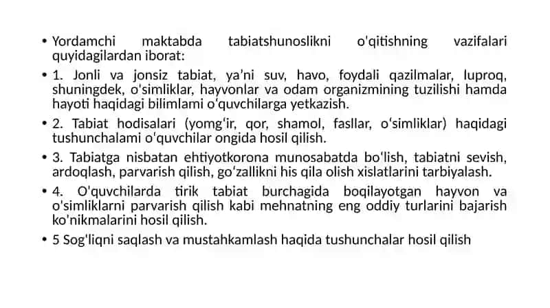 Tabiatshunoslik o‘qitish maxsus metodikasi fanining predmeti va vazifalari 3