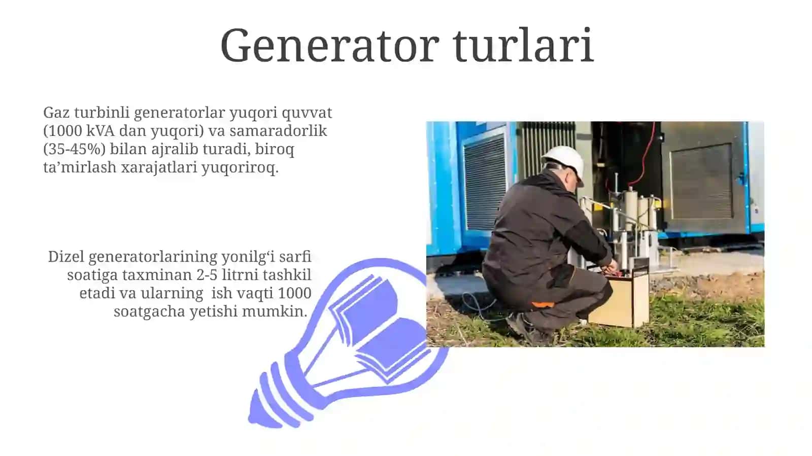 Generator turlari va ularning texnik tavsif nomasi 3