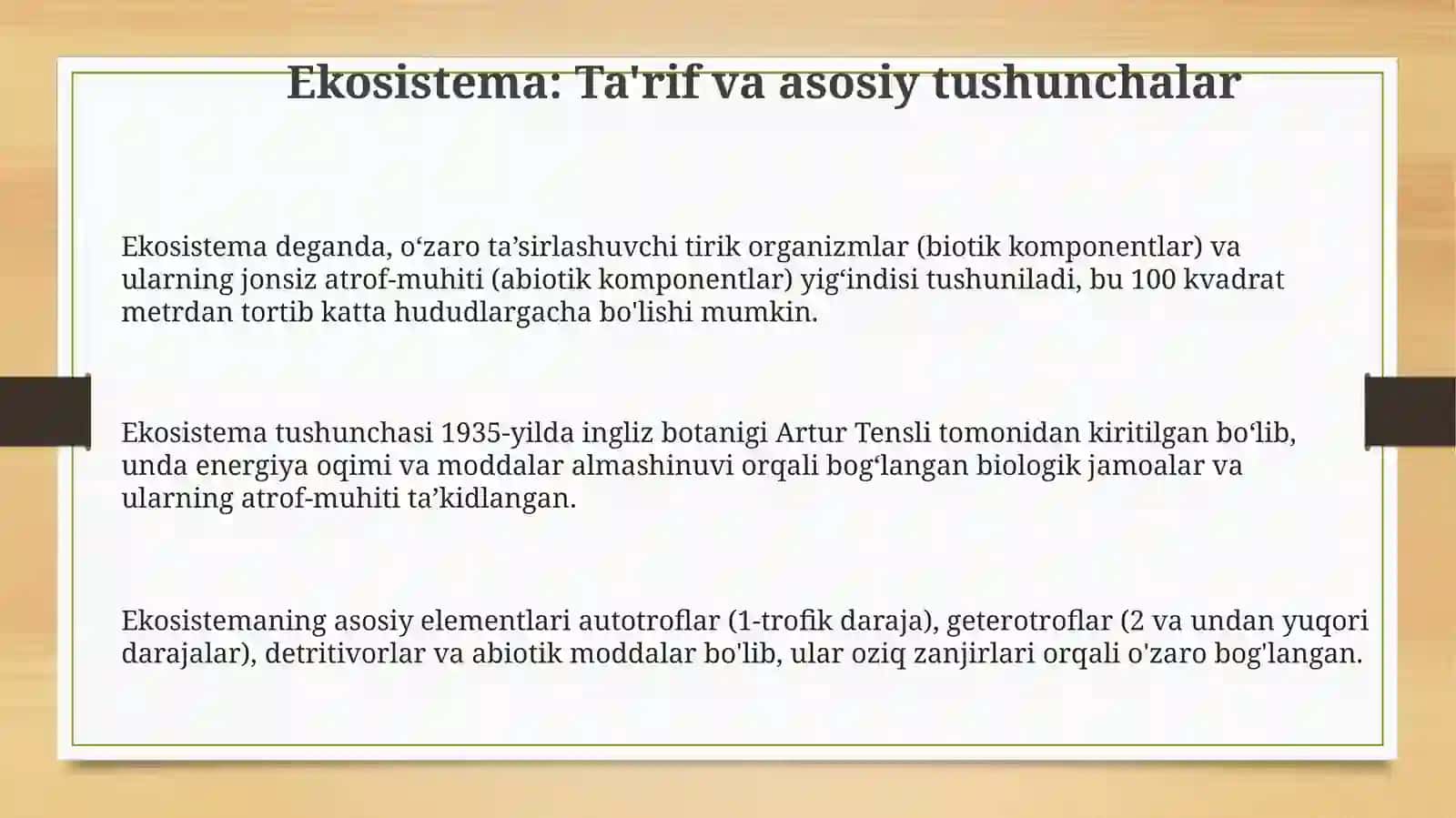 Ekotizim tushunchasi va uning tuzulishi 3