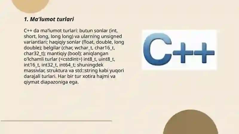C++ Tilinig asosiy elementi 3