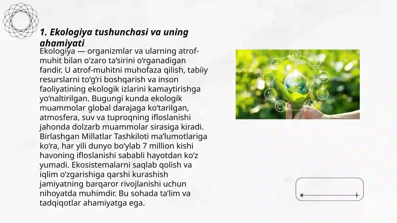Ekologiya tushunchasi, ekologik ta'lim berish davlat standardlari 3