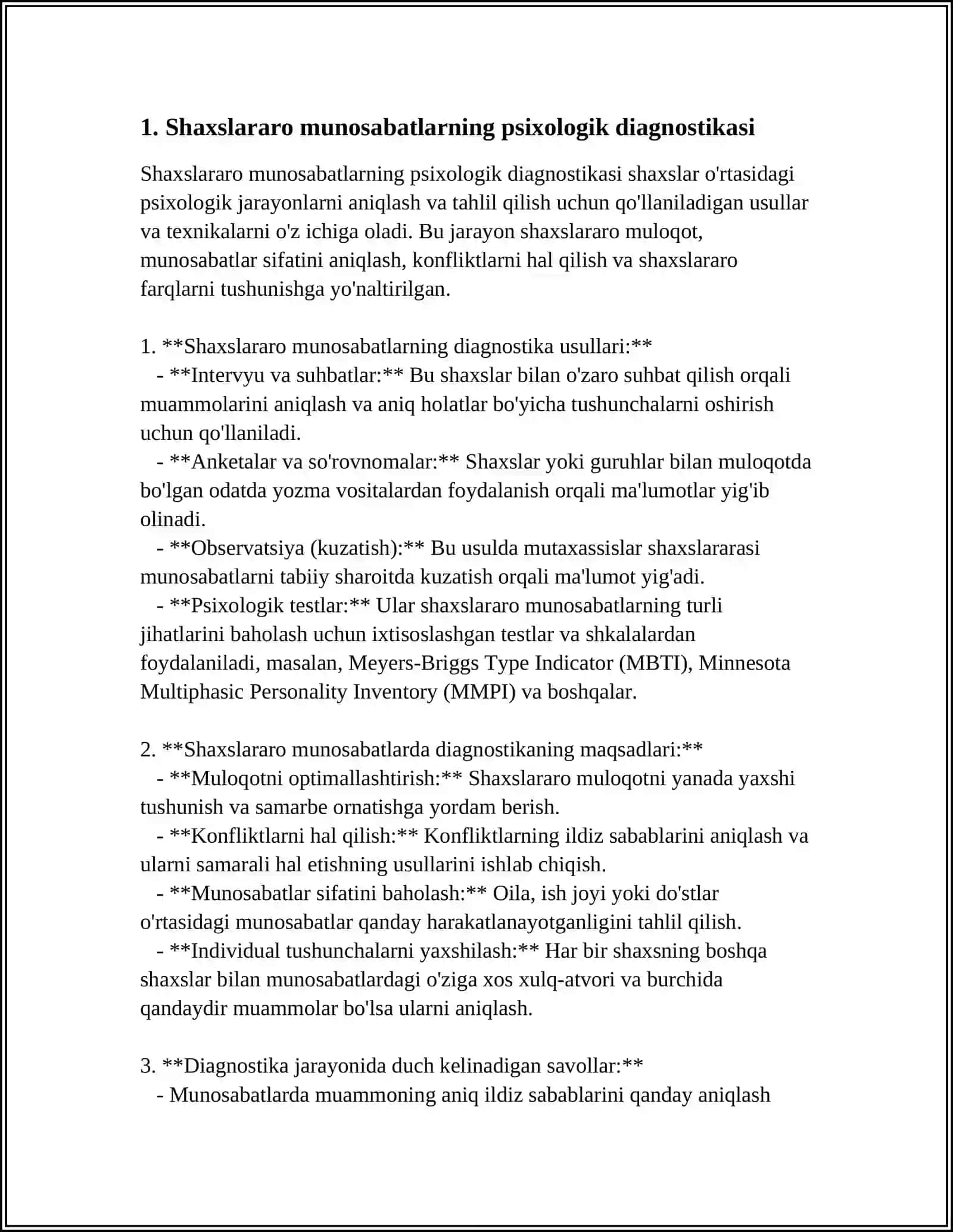 SHAXSLARARO MUNOSABATLAR PSIXADIAGNOSTIKASI 3