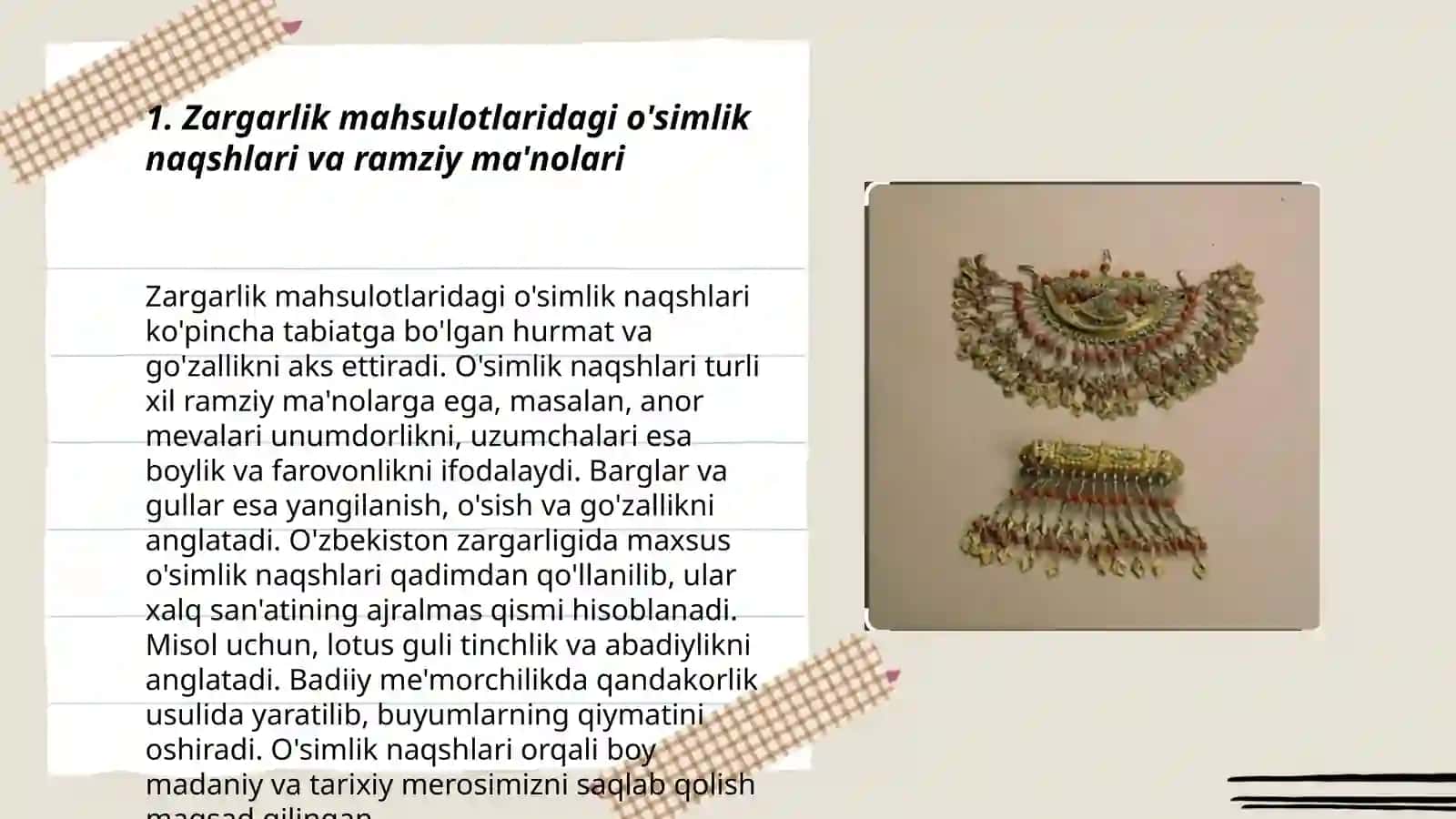 Zargarlik mahsulotlaridagi bezaklarning turlari va ulardagi Ramziy maʼnolar 3