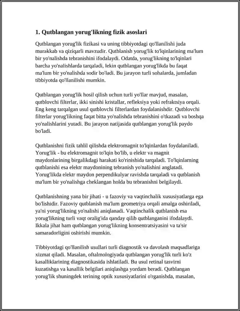 QUTBLANGAN YORUG'LIK VA UNING TIBBIYOTDA QO'LLANILISHI 3