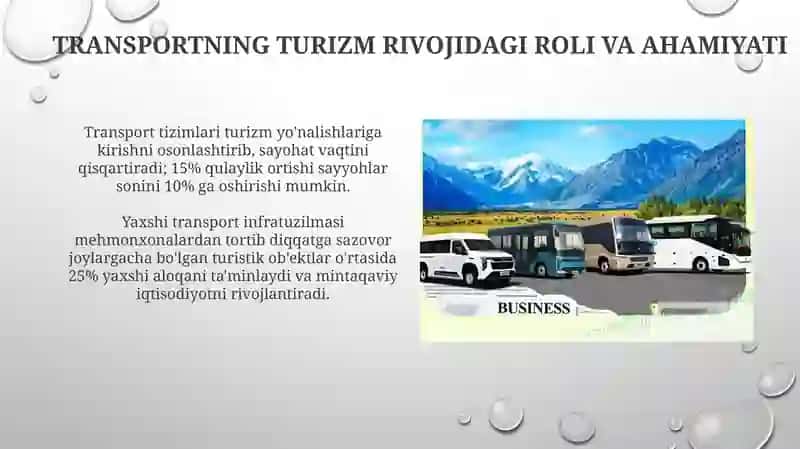 Transport va turizm o'zaro bog'liqligi 3