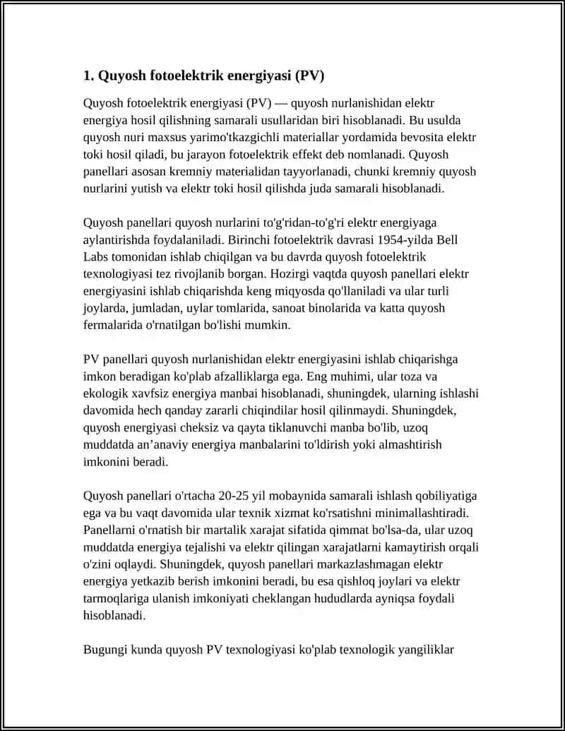 Quyosh fotoelektrik energiyasi (PV) 3