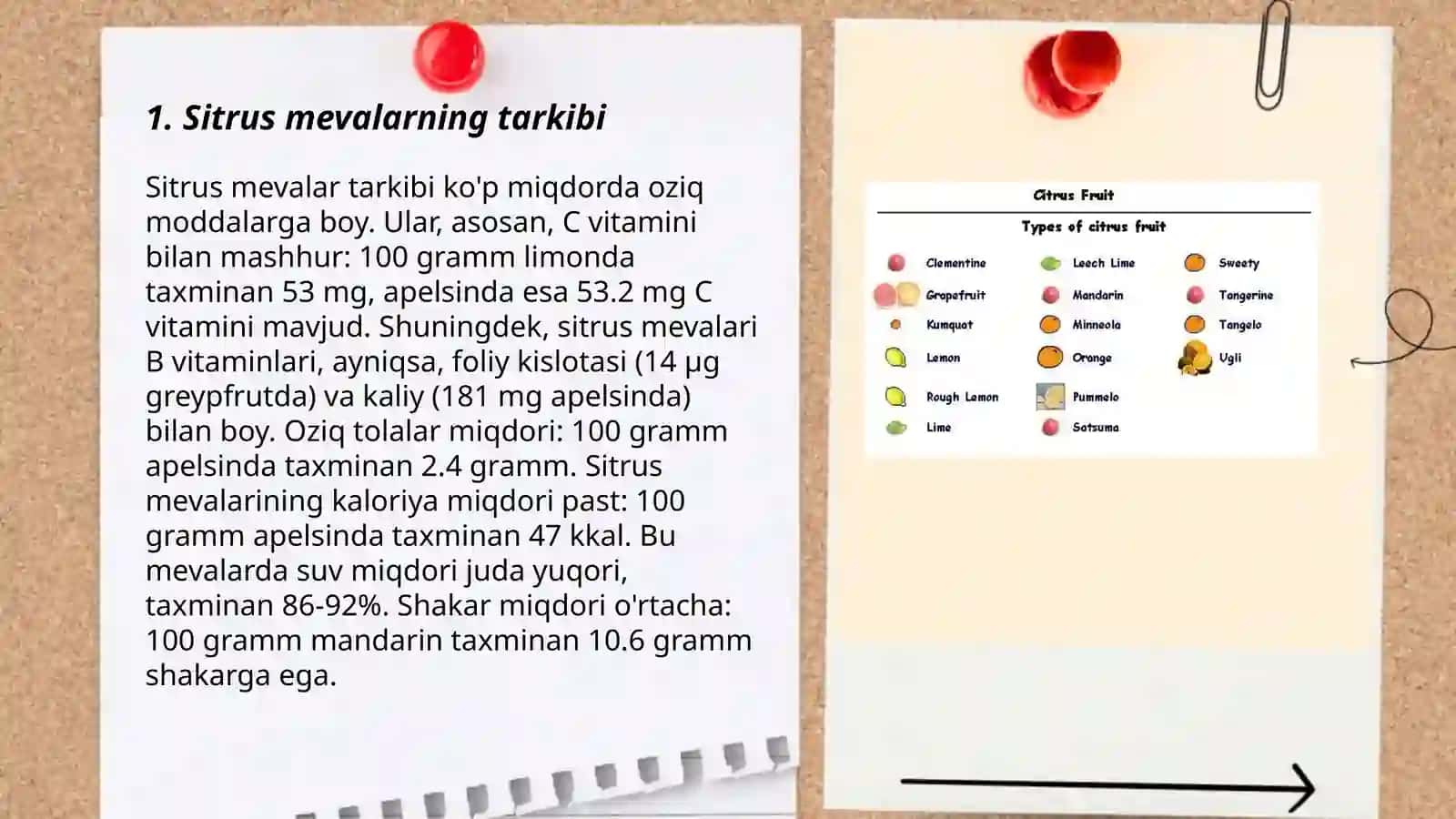 Sitrus mevalar tarkibi va vitaminlari 3