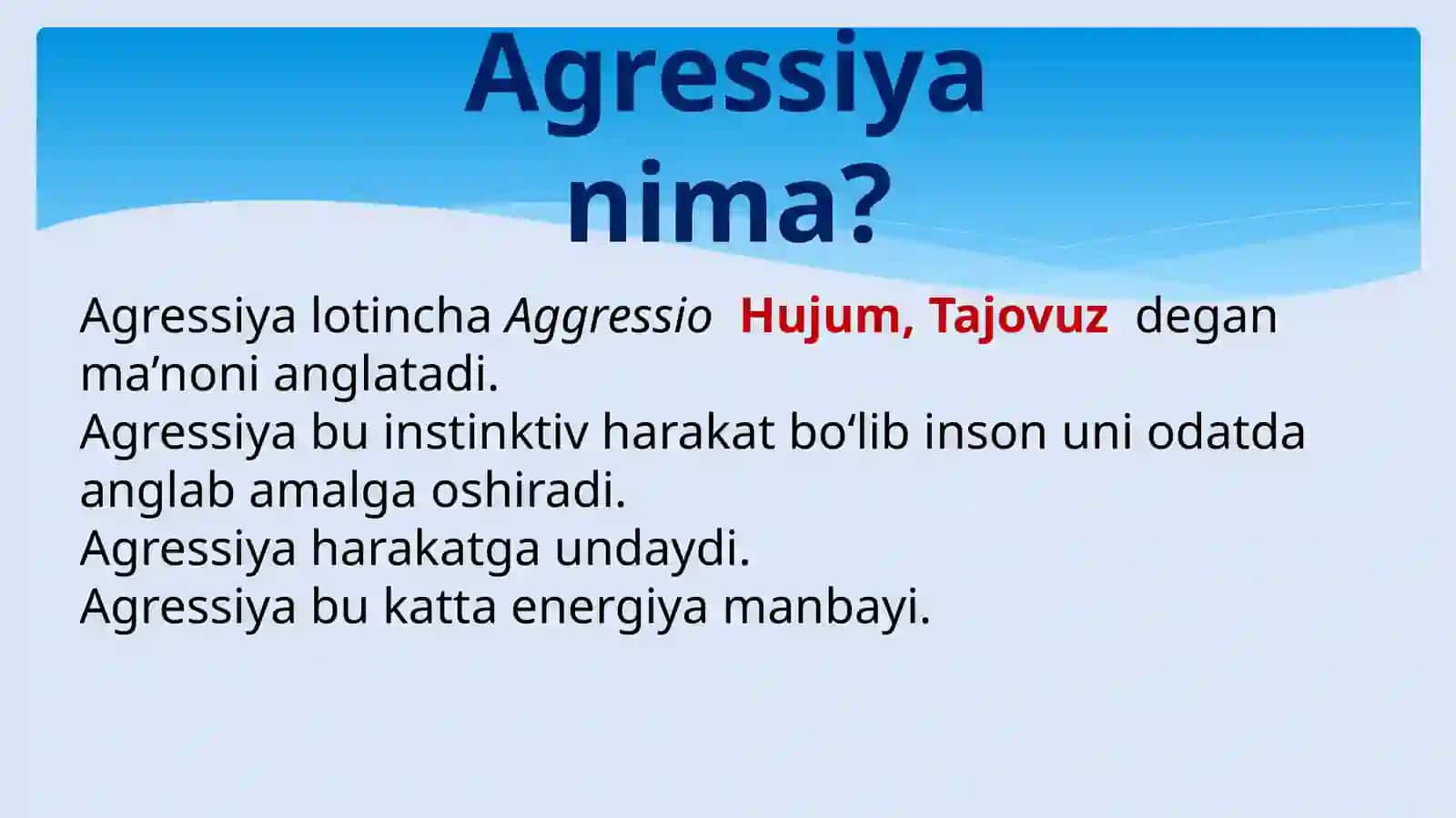 Agressiyani yuzaga kelishi Va uni Boshqarish 3