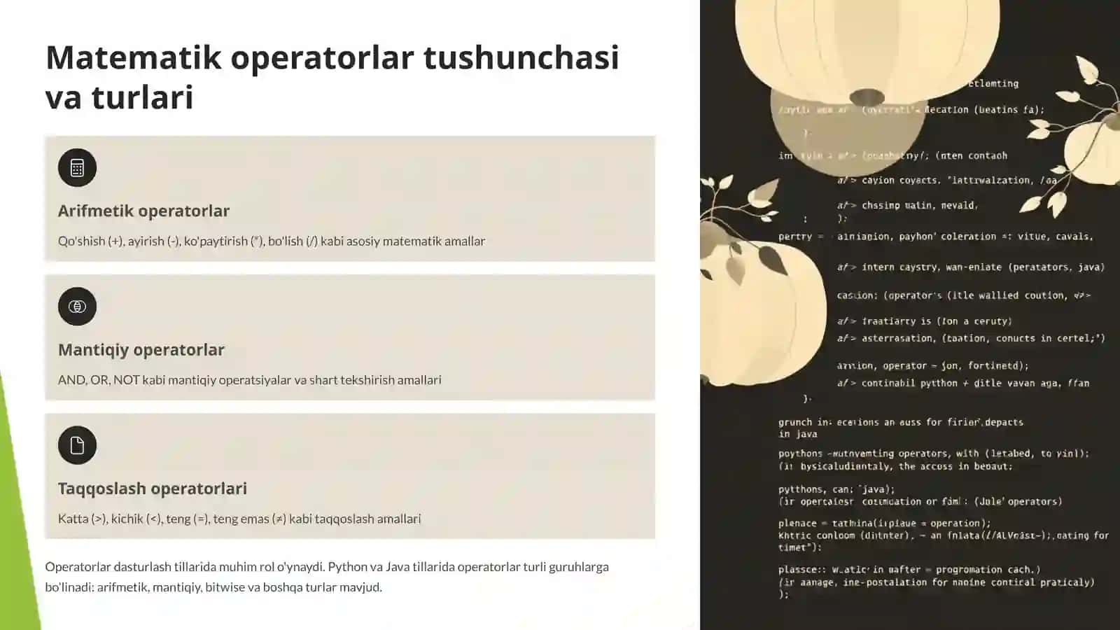 Maʼlumotlar modelini yaratish. Matematik operatorlar. Nisbiy va mutlaq havola 3