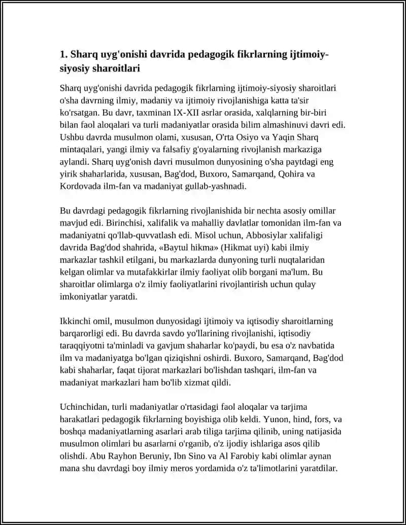 SHARQ UYĞONISH DAVRIDA PEDAGOGIK FIKRLARNING RIVOJLANISHI ABU RAYHON BERUNIY İBN SINO AL FAROBIYNING PEDAGOGIK QARASHLARI 3