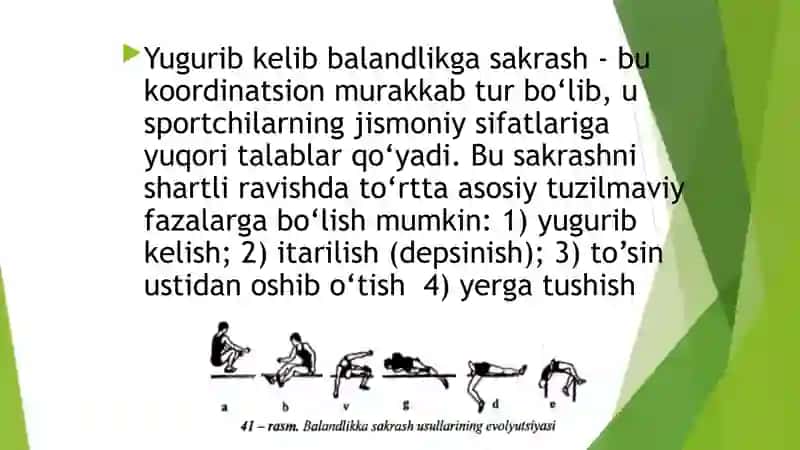 Yugurib kelib balandlikka sakrash texnikasi 3