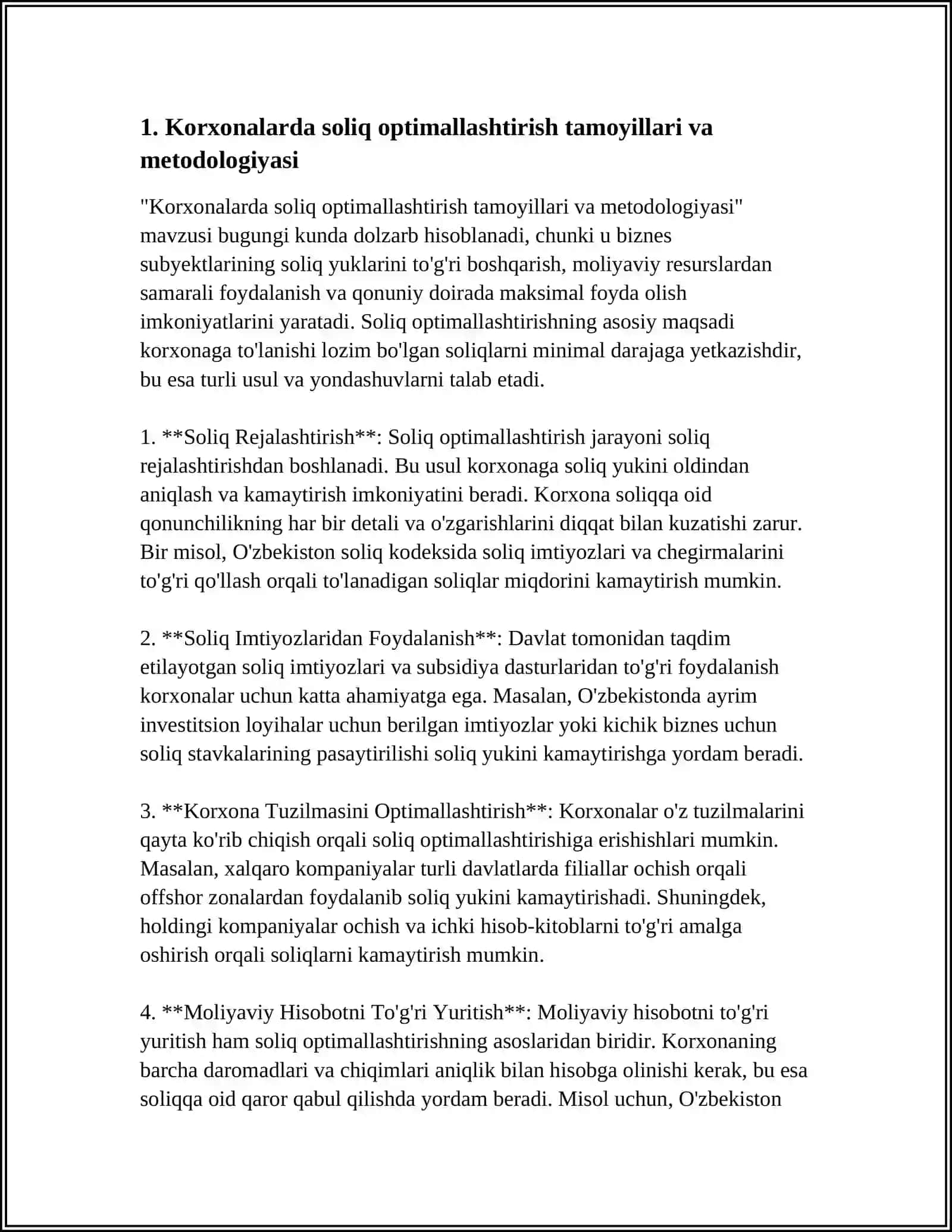 KORXONALAR FAOLIYATIDA SOLIG OPTIMALLASHTIRISH VA SOLIG REJALASHTIRISH MEXANIZMLARI 3