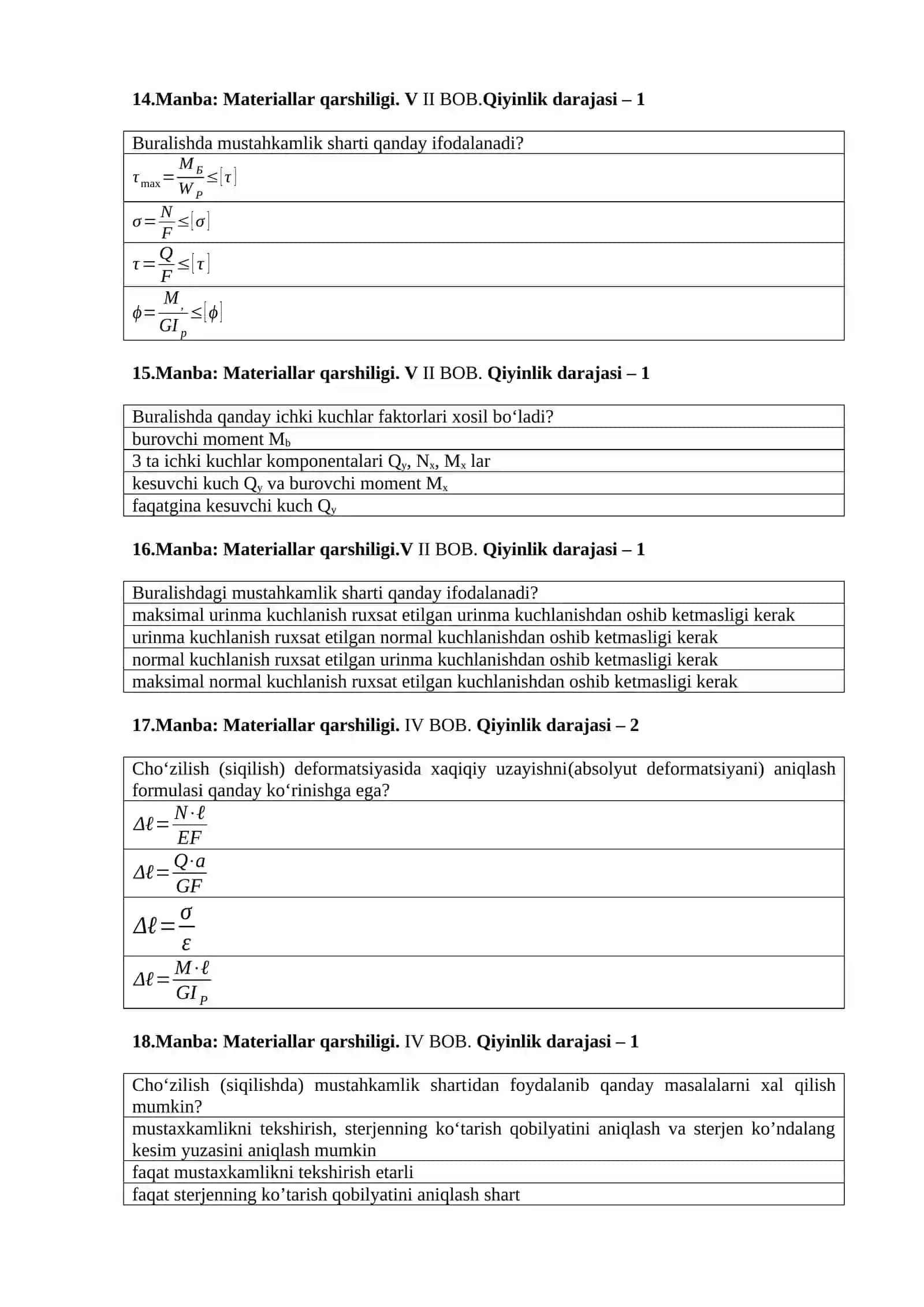 Balkaning bikirligi egilish deformatsiyasida qanday ifodalanadi? 3